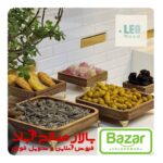 سینی ۵ تیکه مربع پایه‌دار چوبی