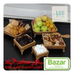 سینی ۵ تیکه مربع پایه‌دار چوبی