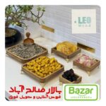سینی ۵ تیکه مربع پایه‌دار چوبی