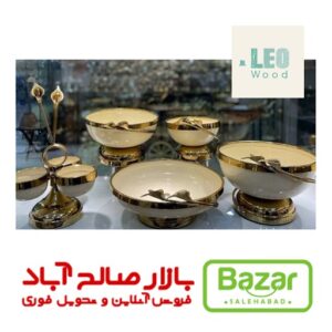 ست پذیرایی لیلیوم 5 تکه پایه گل برنجی