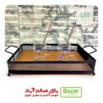 سینی مستطیل فلزی کف چوبی