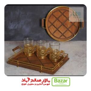 سینی مفتول چوبی طلایی آبکاری فورتیک