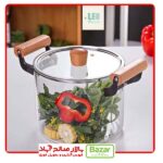 قابلمه پیرکس دسته چوبی