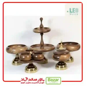 سرویس پذیرایی 5 تکه چوب گردو سوپر براق شکلاتی پایه فلزی